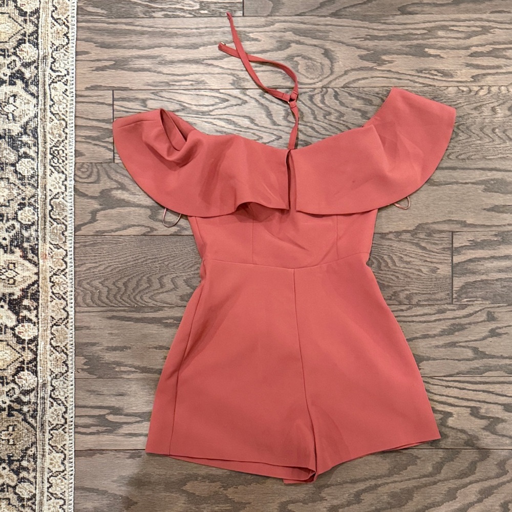 Gianni Bini Terracotta Off-Shoulder Romper
